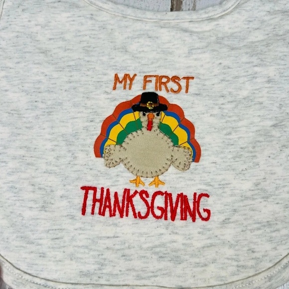 Mud Pie My First Thanksgiving Baby Bib Multicolor Velcro Closure - Picture 3 of 8